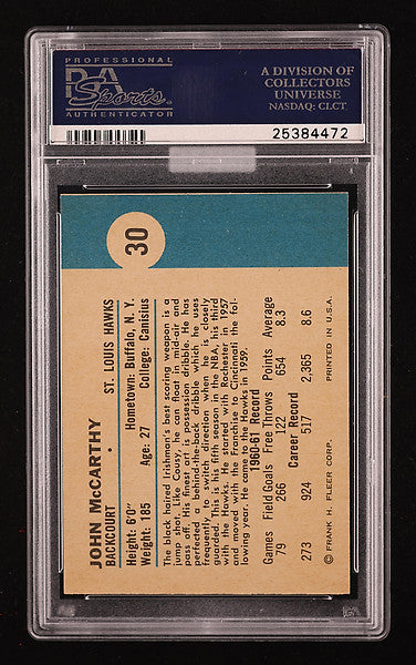 1961 Fleer Basketball John McCarthy #30 MBA Gold PSA 9