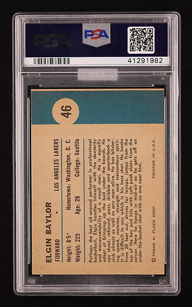 1961 Fleer Basketball Elgin Baylor (In Action) #46 MBA Gold PSA 9