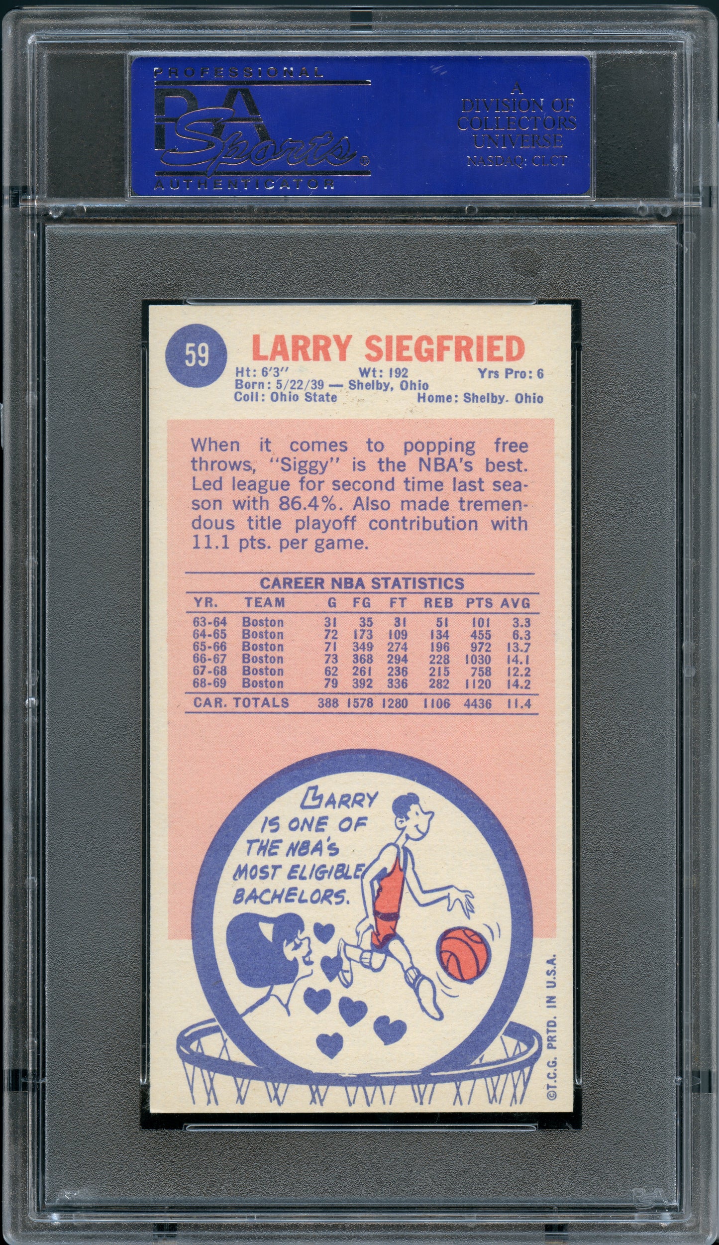 1969 Topps basketball Larry Siegfried #59 PSA 9