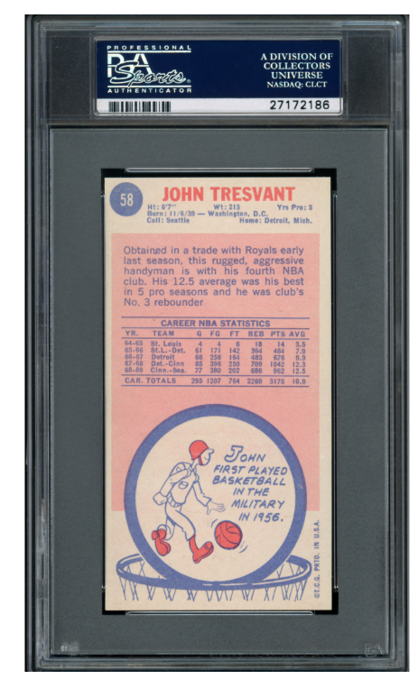 1969 Topps Basketball John Tresvant #58 PSA 9