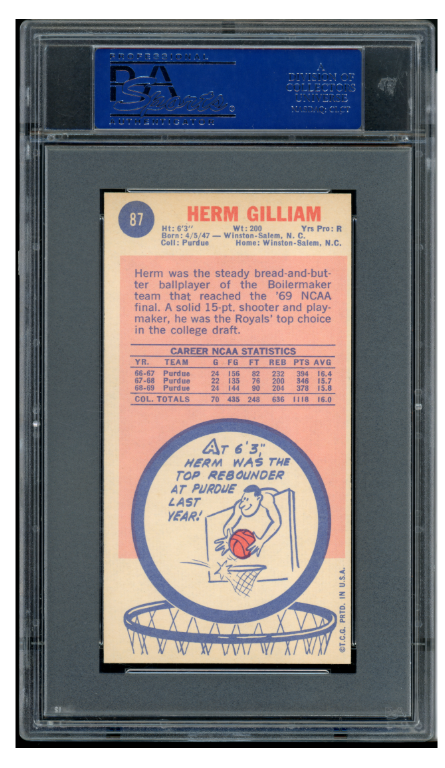 1969 Topps Basketball Herm Gilliam #87 PSA 9