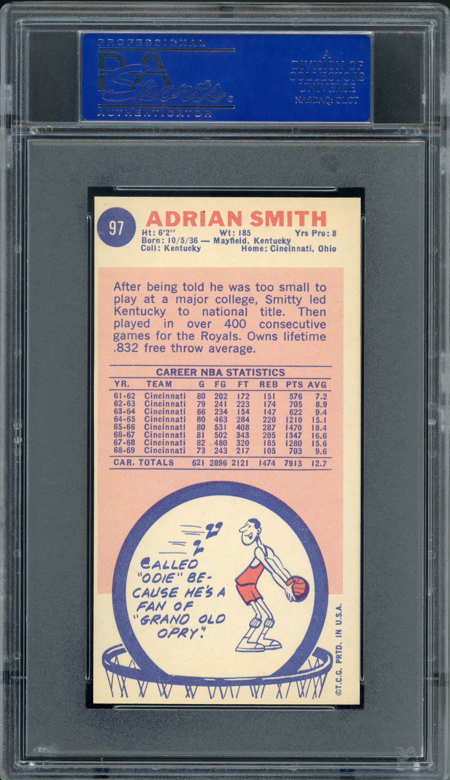 1969 Topps Basketball Adrian Smith #97 PSA 9
