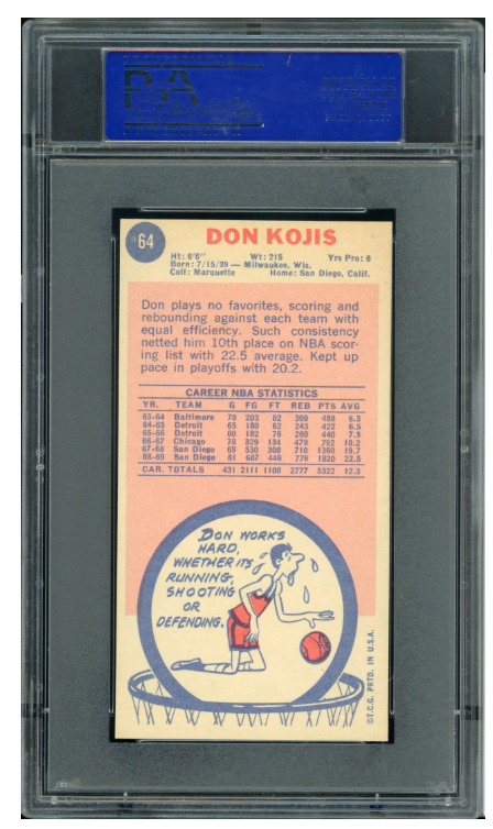 1969 Topps Basketball Don Kojis #64 PSA 9