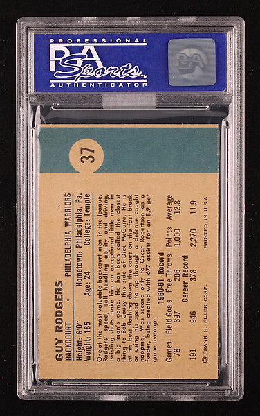 1961 Fleer Basketball Guy Rodgers #37 MBA Silver PSA 9