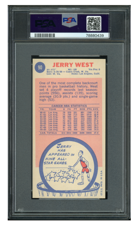 1969 Topps Basketball Jerry West #90 PSA 9