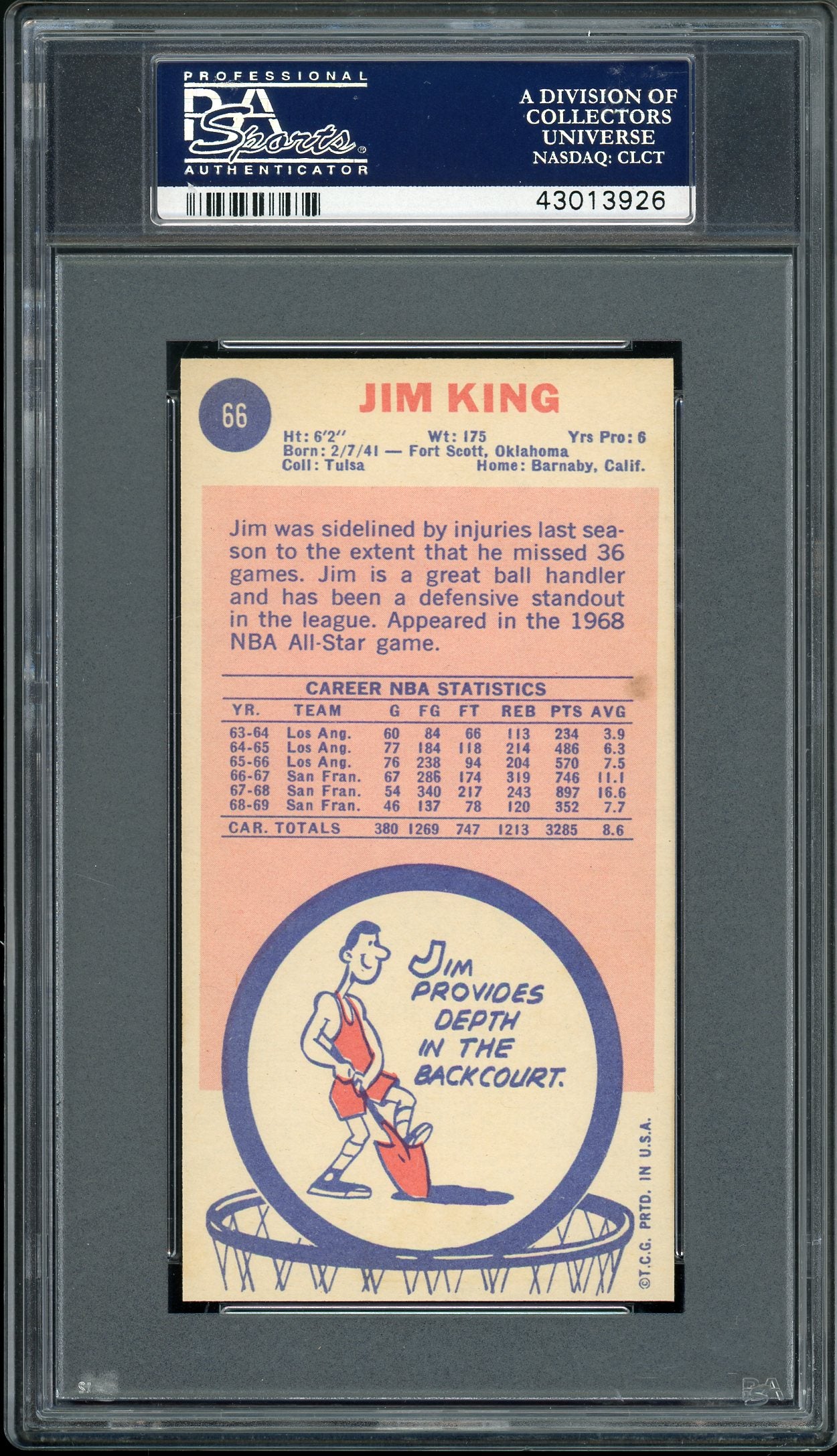 1969 Topps JIM KING #66 PSA 9