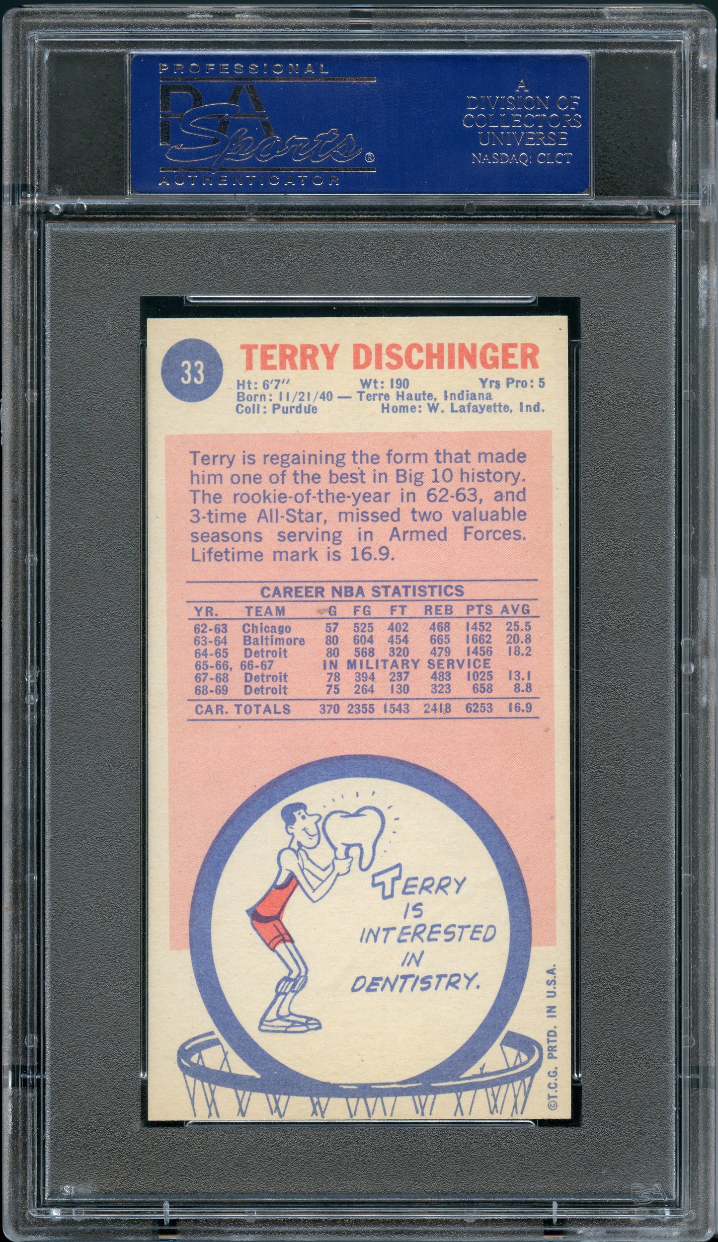 1969 Topps basketball Terry Dischinger #33 PSA 9