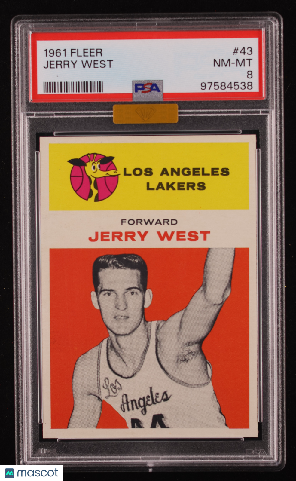 1961 Fleer Basketball Jerry West #43 PSA 8 Fanatics Sticker "E" Top 15%