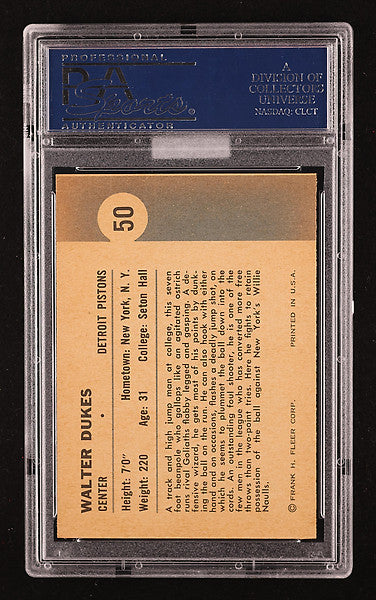1961 Fleer Basketball Walter Dukes (In Action) #50 MBA Gold PSA 9