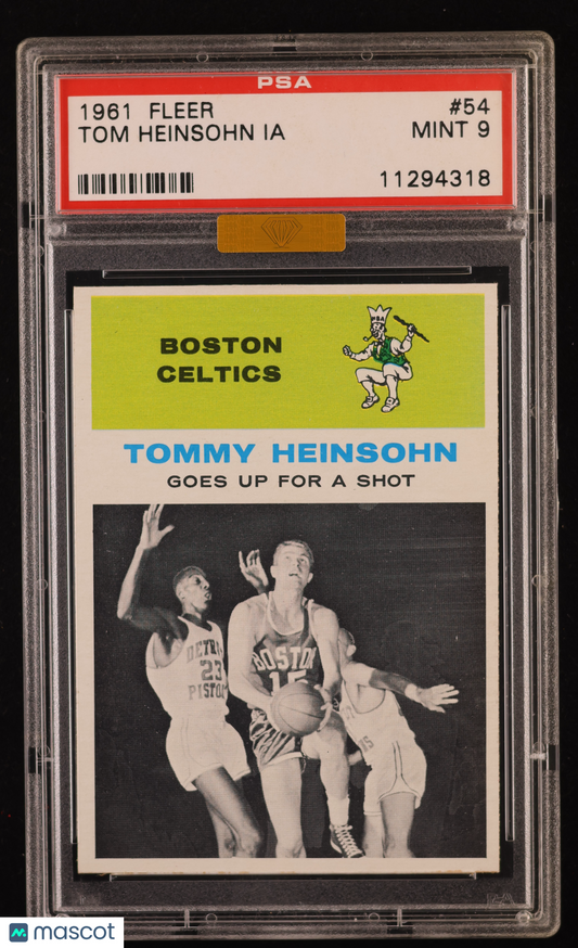 1961 Fleer Basketball Tom Heinsohn (In Action) #54 MBA Gold PSA 9