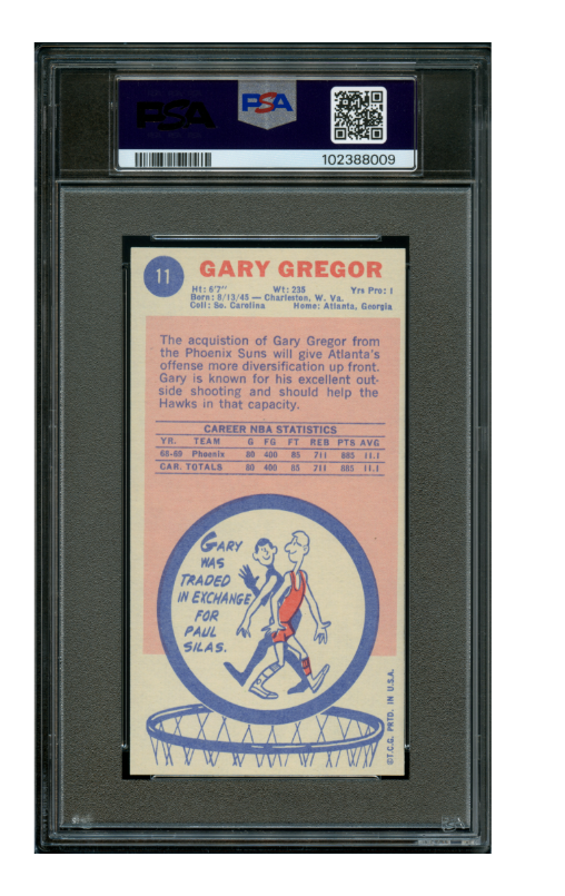 1969 Topps Basketball Gary Gregor #11 PSA 9