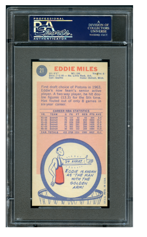 1969 Topps Basketball Eddie Miles #21 PSA 9