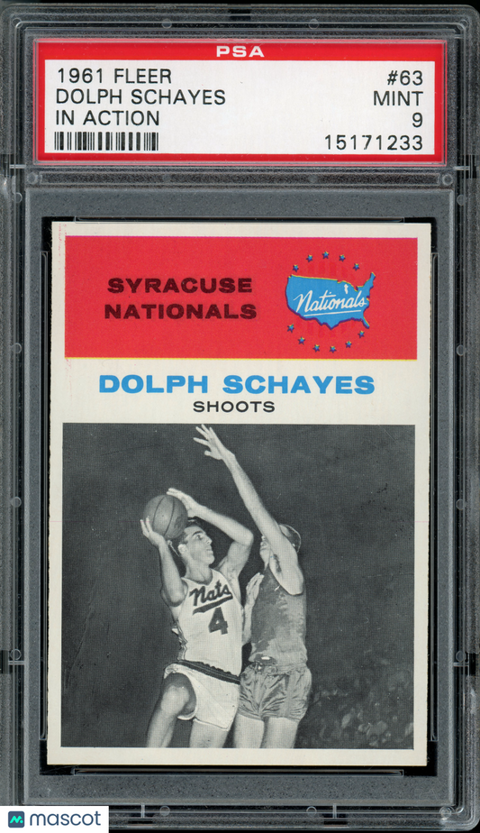 1961 Fleer Basketball Dolph Schayes (In Action) #63 PSA 9