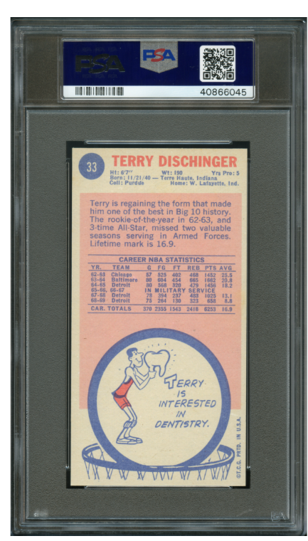 1969 Topps Basketball Terry Dischinger #33 PSA 9