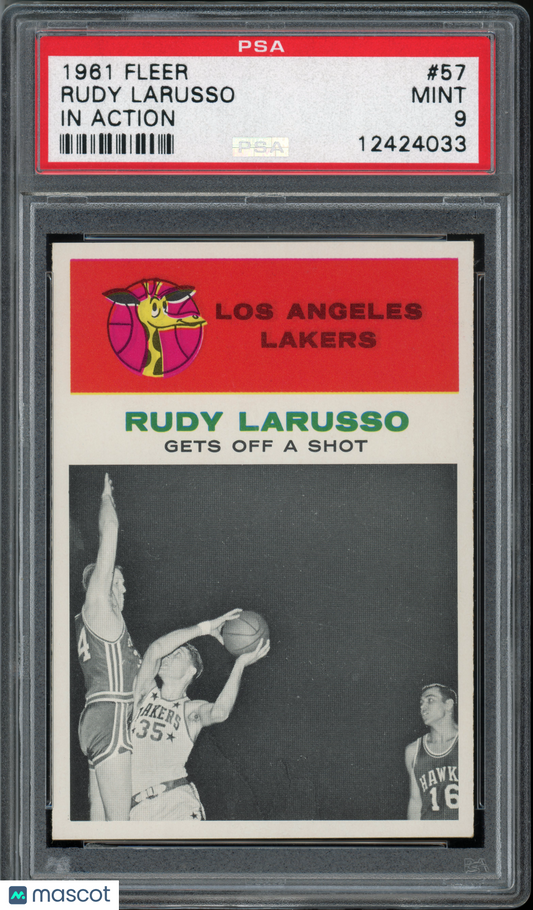 1961 Fleer Basketball Rudy Larusso (In Action) #57 PSA 9