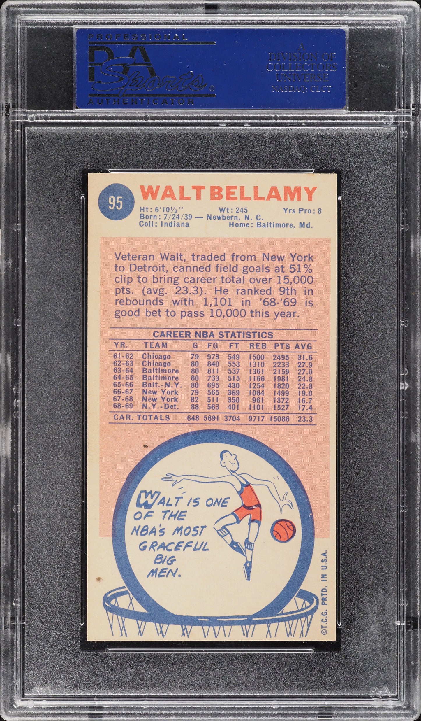 1969 Topps  Walt Bellamy #95  PSA 9