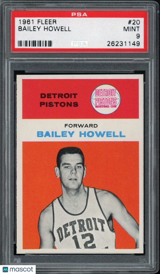 1961 Fleer Basketball Bailey Howell #20 PSA 9