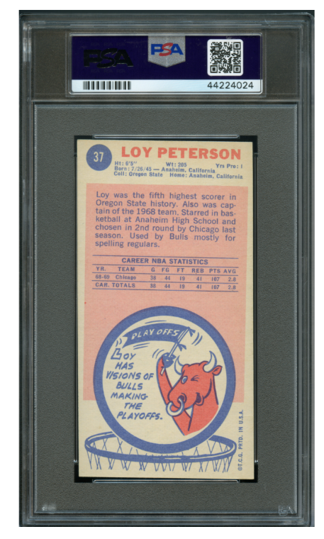 1969 Topps Basketball Loy Petersen #37 PSA 9