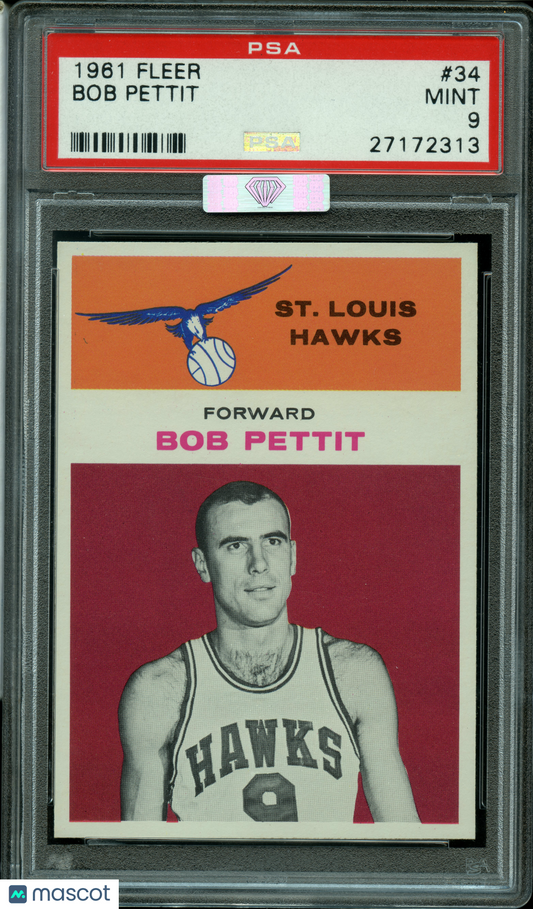 1961 Fleer Basketball Bob Pettit #34 MBA Silver PSA 9