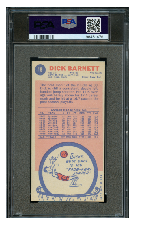 1969 Topps Basketball Dick Barnett #18 PSA 9