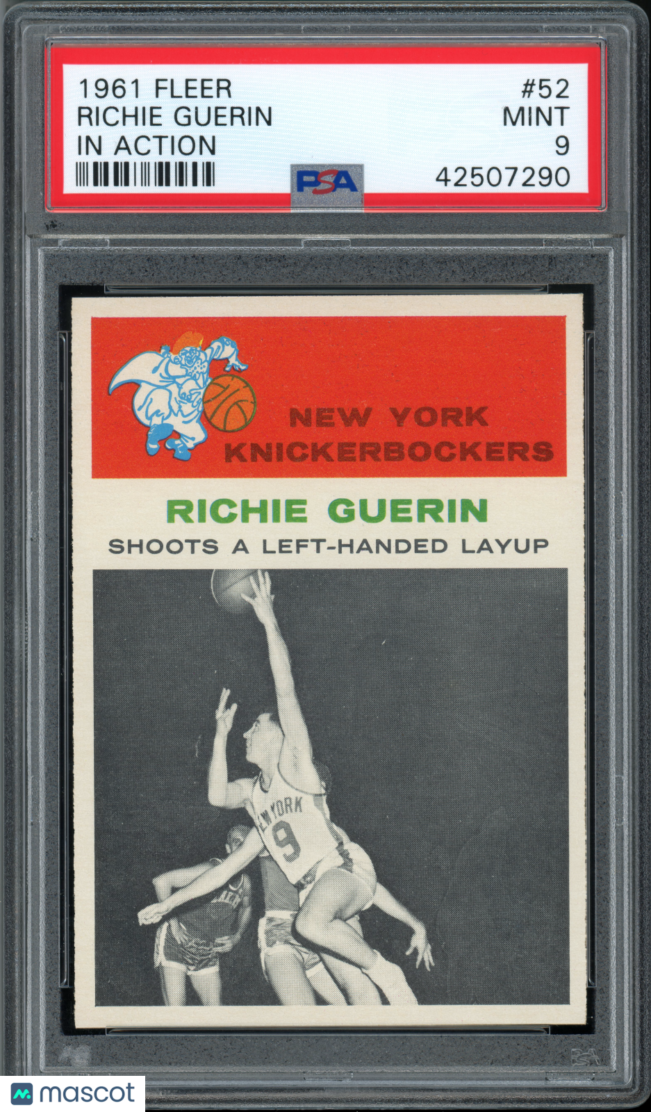 1961 Fleer Basketball Richie Guerin (In Action) #52 PSA 9