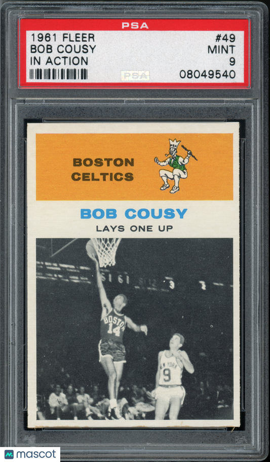 1961 Fleer Basketball Bob Cousy (In Action) #49 PSA 9