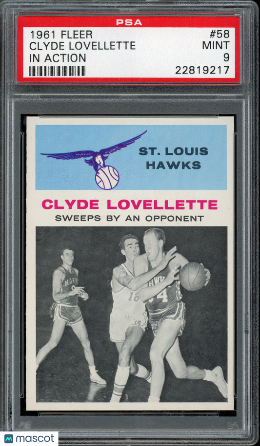 1961 Fleer Basketball Clyde Lovellette (In Action) #58 PSA 9