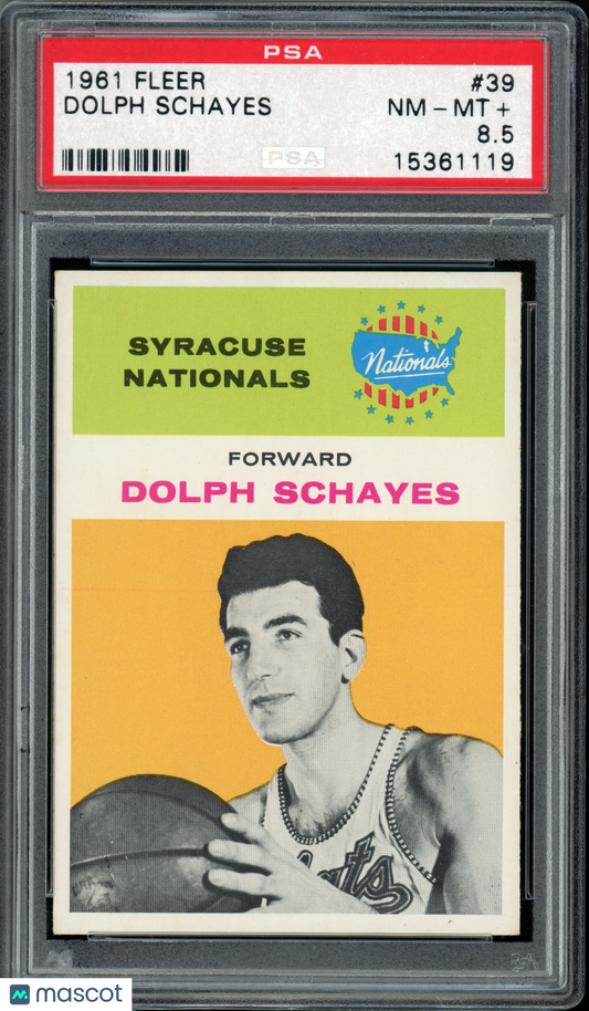1961 Fleer Basketball Dolph Schayes #39 Rookie PSA 8.5