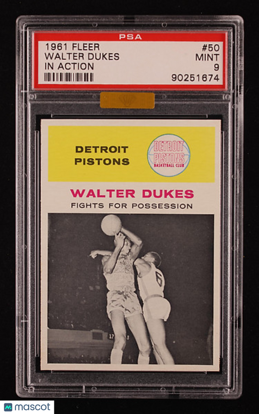 1961 Fleer Basketball Walter Dukes (In Action) #50 MBA Gold PSA 9