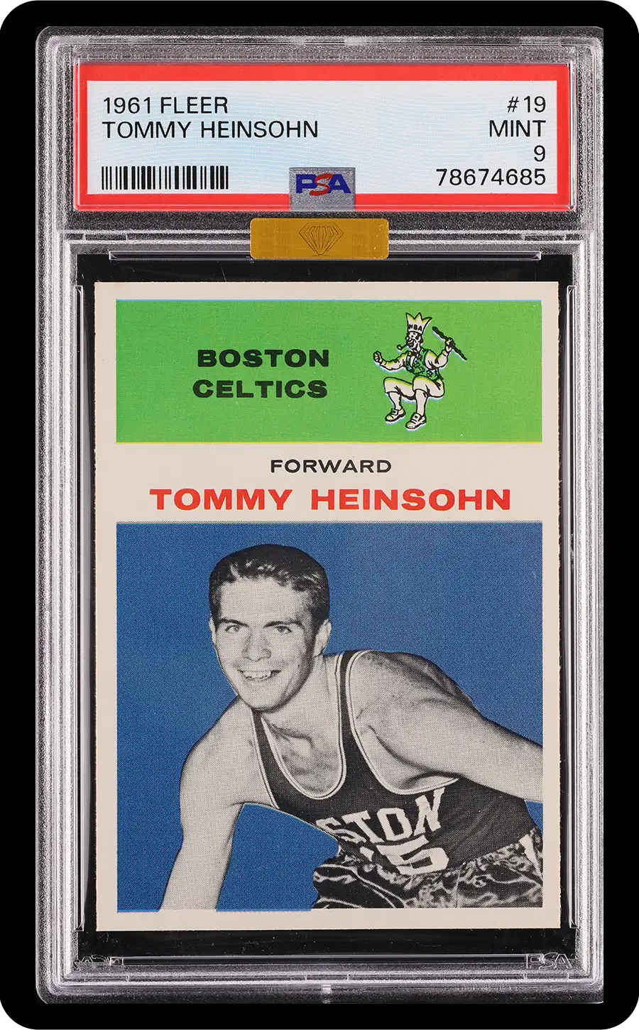 1961 Fleer Basketball Tommy Heinsohn #19 MBA Gold PSA 9
