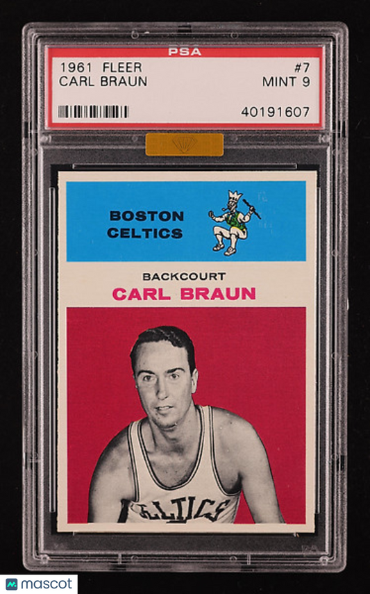 1961 Fleer Basketball Carl Braun #7 MBA Gold PSA 9