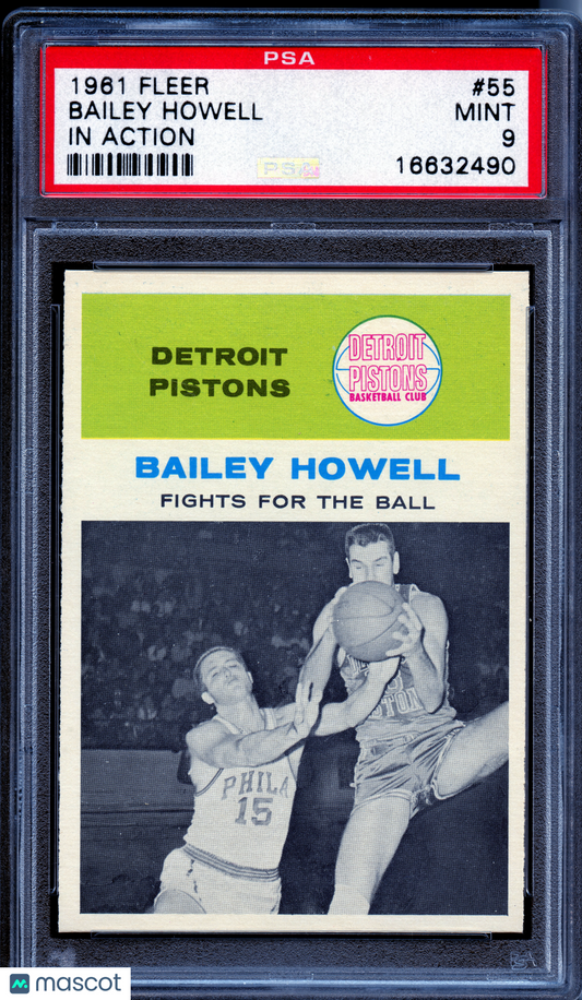 1961 Fleer Basketball Bailey Howell (In Action) #55 PSA 9