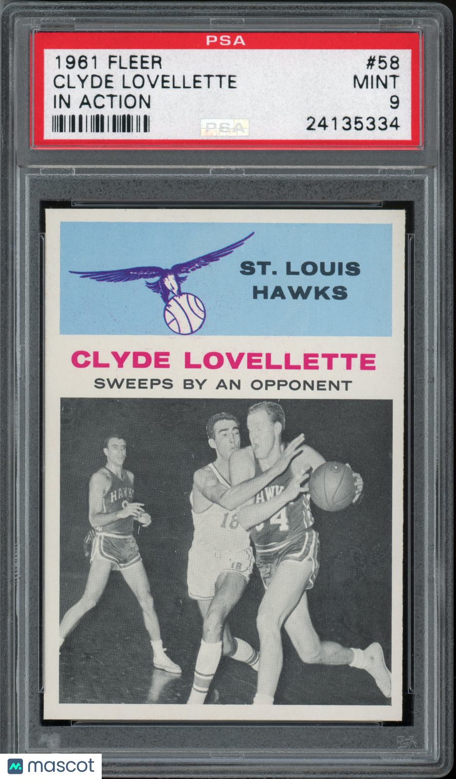 1961 Fleer Basketball Clyde Lovellette (In Action) #58 PSA 9