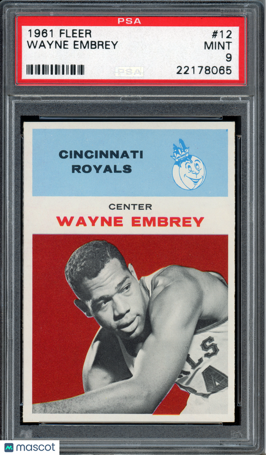 1961 Fleer Basketball Wayne Embrey #12 PSA 9