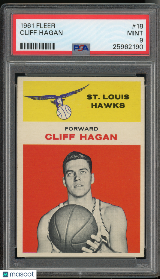 1961 Fleer Basketball Cliff Hagan #18 PSA 9