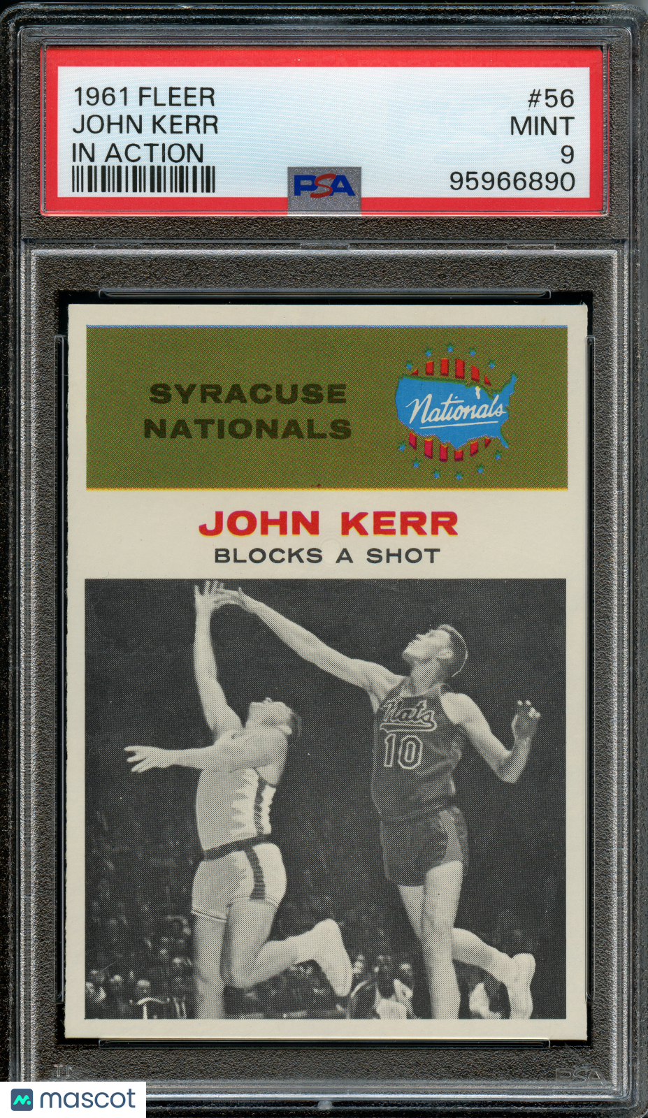 1961 Fleer Basketball John Kerr (In Action) #56 PSA 9