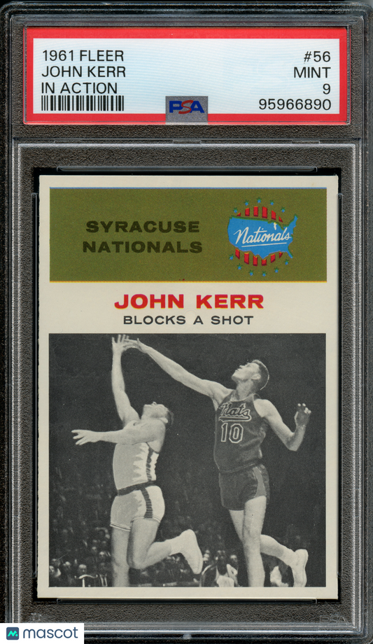 1961 Fleer Basketball John Kerr (In Action) #56 PSA 9