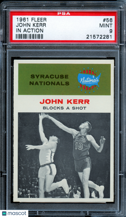 1961 Fleer Basketball John Kerr (In Action) #56 PSA 9