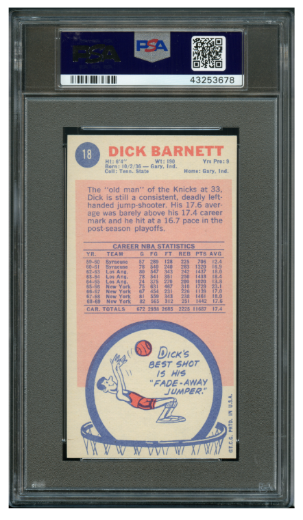 1969 Topps Basketball Dick Barnett #18 PSA 9