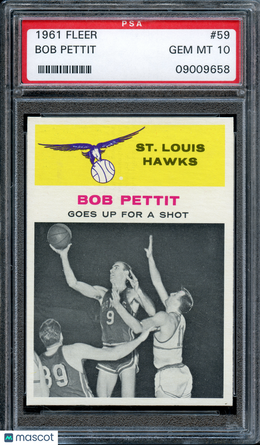 1961 Fleer Basketball Bob Pettit (In Action) #59 PSA 10