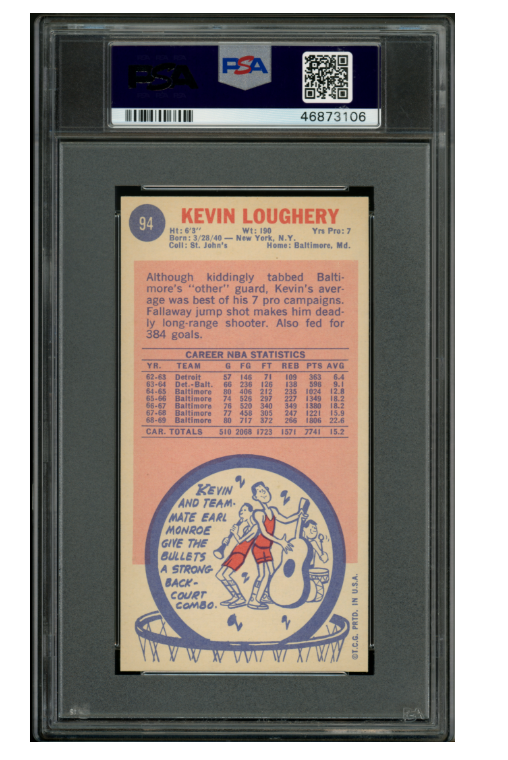 1969 Topps Basketball Kevin Loughery #94 PSA 9