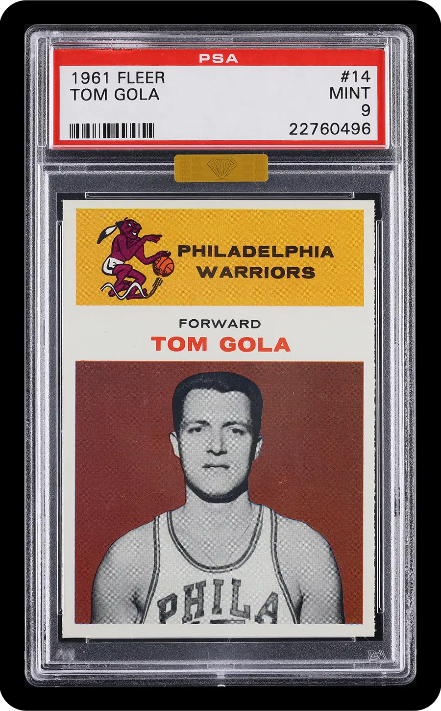 1961 Fleer Basketball Tom Gola #14 MBA Gold PSA 9