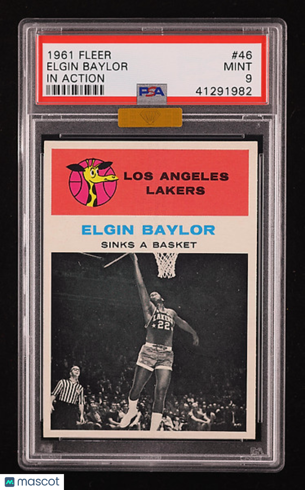 1961 Fleer Basketball Elgin Baylor (In Action) #46 MBA Gold PSA 9