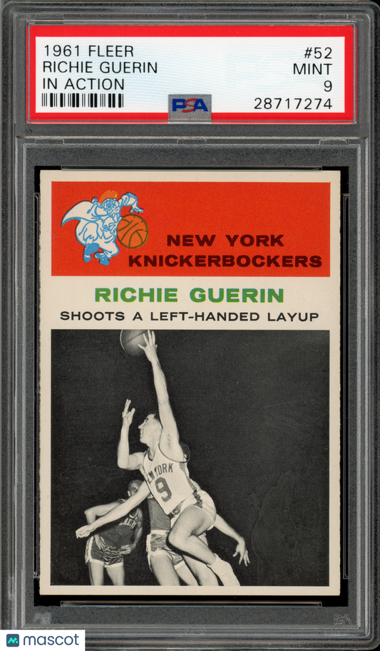 1961 Fleer Basketball Richie Guerin (In Action) #52 PSA 9