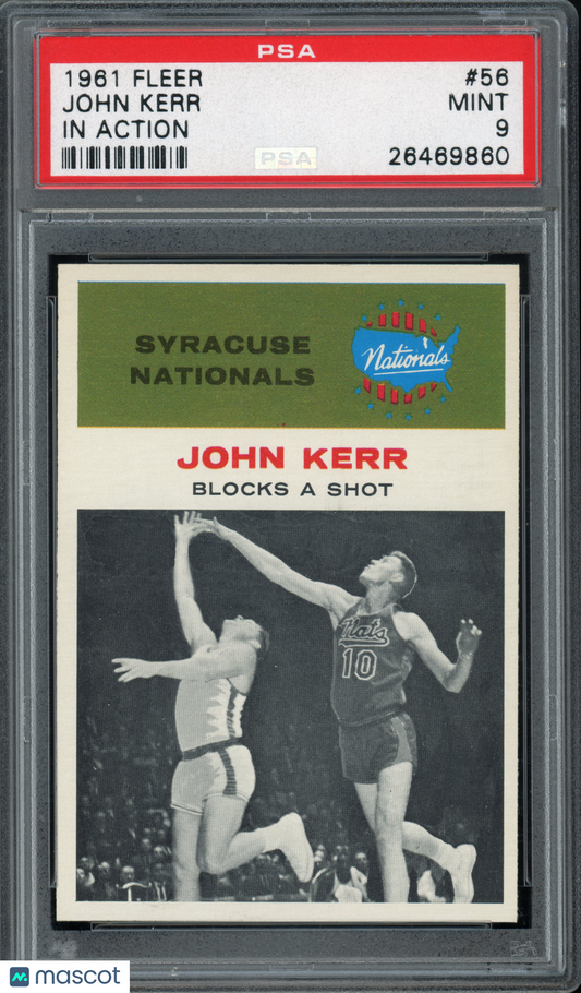 1961 Fleer Basketball John Kerr (In Action) #56 PSA 9