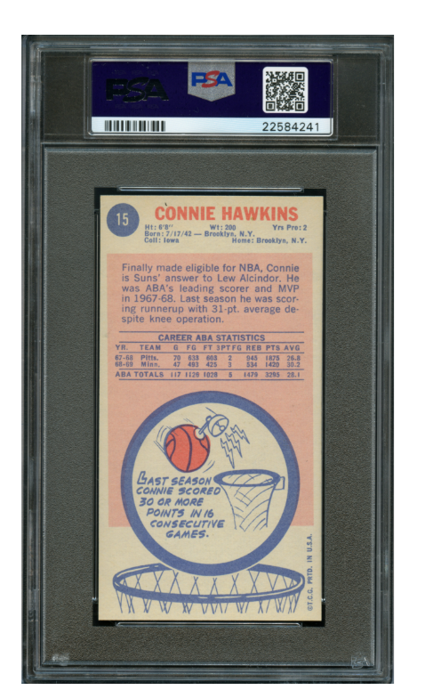 1969 Topps Basketball Connie Hawkins #15 PSA 9