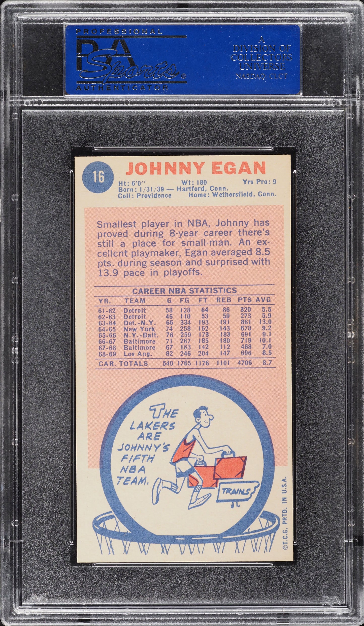 1969 Topps Basketball Johnny Egan #16 PSA 9