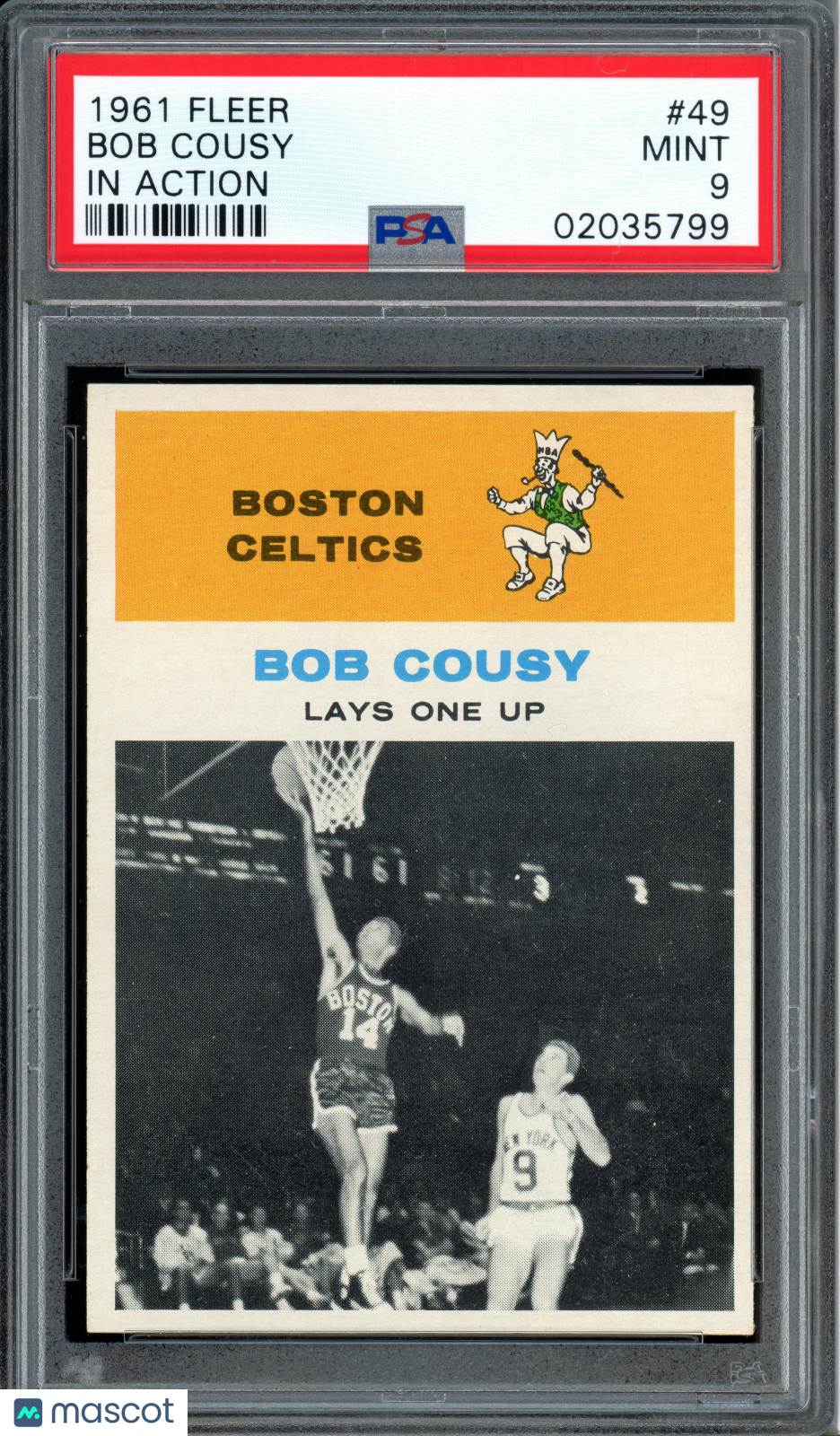 1961 Fleer Basketball Bob Cousy (In Action) #49 PSA 9