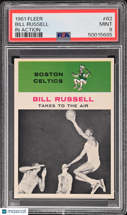 1961 Fleer Basketball Bill Russell (In Action) #62 PSA 9